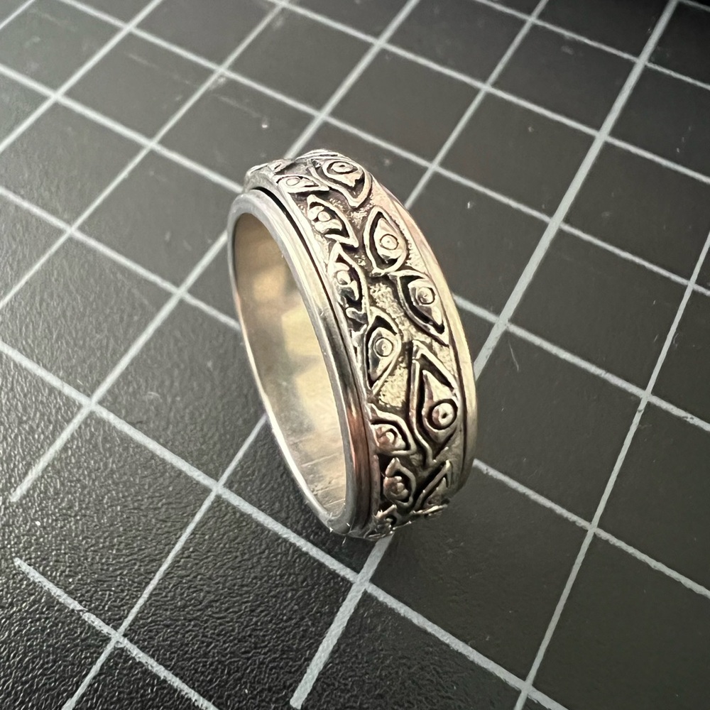 Silver Jjk Patterned Ring - image 3